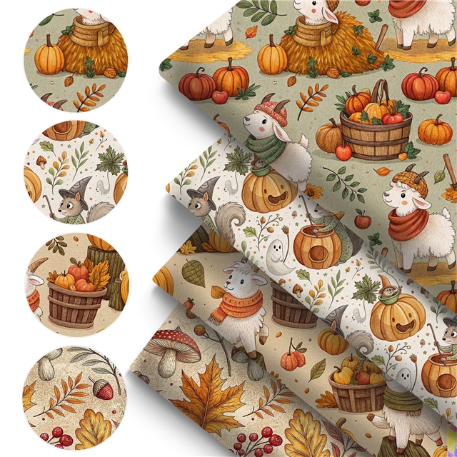 polyester cotton animal pumpkin series polyester cotton fabric set (4 pcs/set)