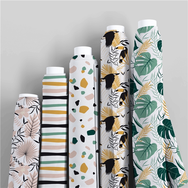 polyester cotton geometric leaves series polyester cotton fabric set (8 pcs/set)