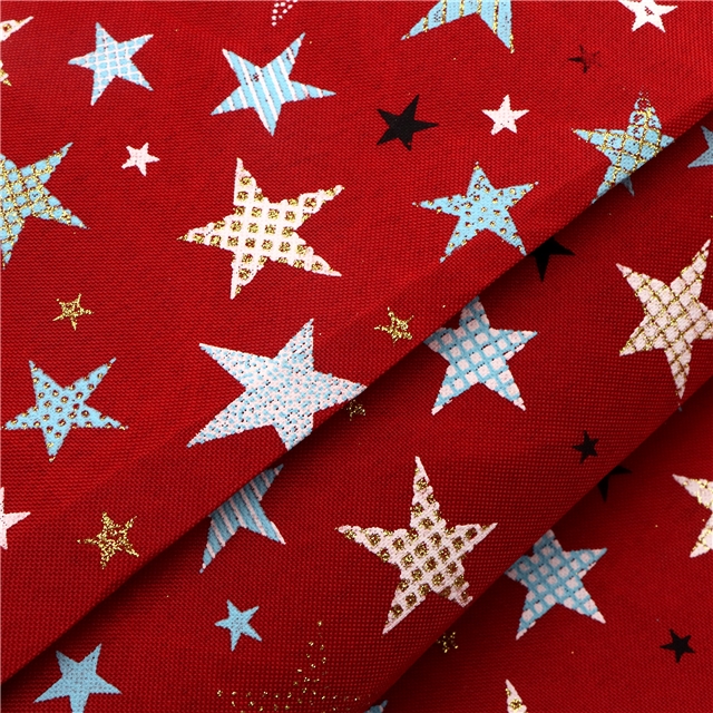 glitter ink printing pentagram imitation linen fabric