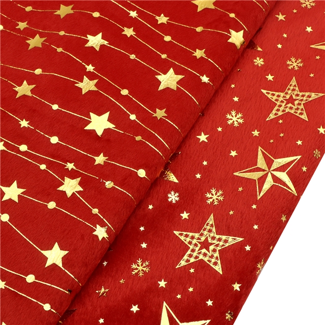 gold hot stamping star short plush fabric