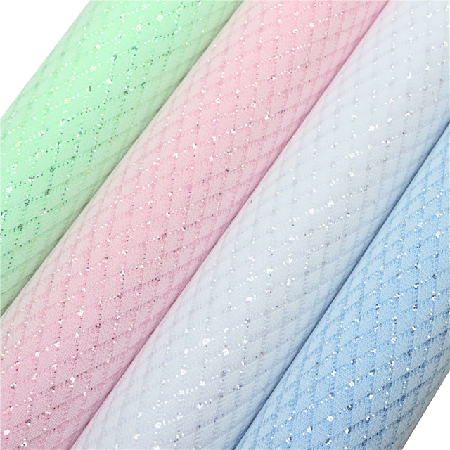 synthetic leather glitter rhombus faux leather