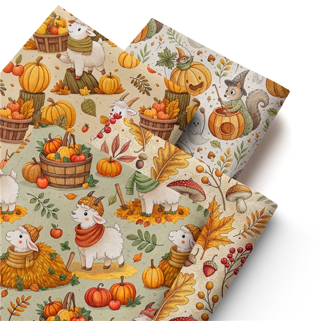 polyester cotton animal pumpkin series polyester cotton fabric set (4 pcs/set)