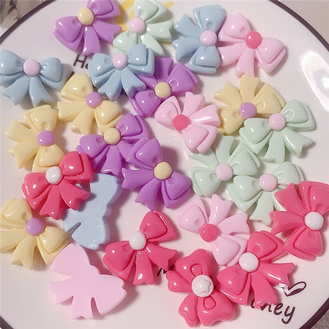 plastic/resin bright surface ribbon bow 3d resin accessories