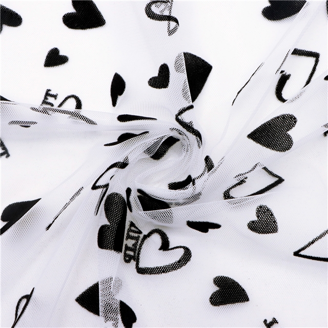 100% nylon velvet heart letters mesh fabric