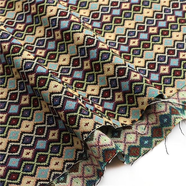 ethnic style geometric diamond pattern color woven jacquard fabric