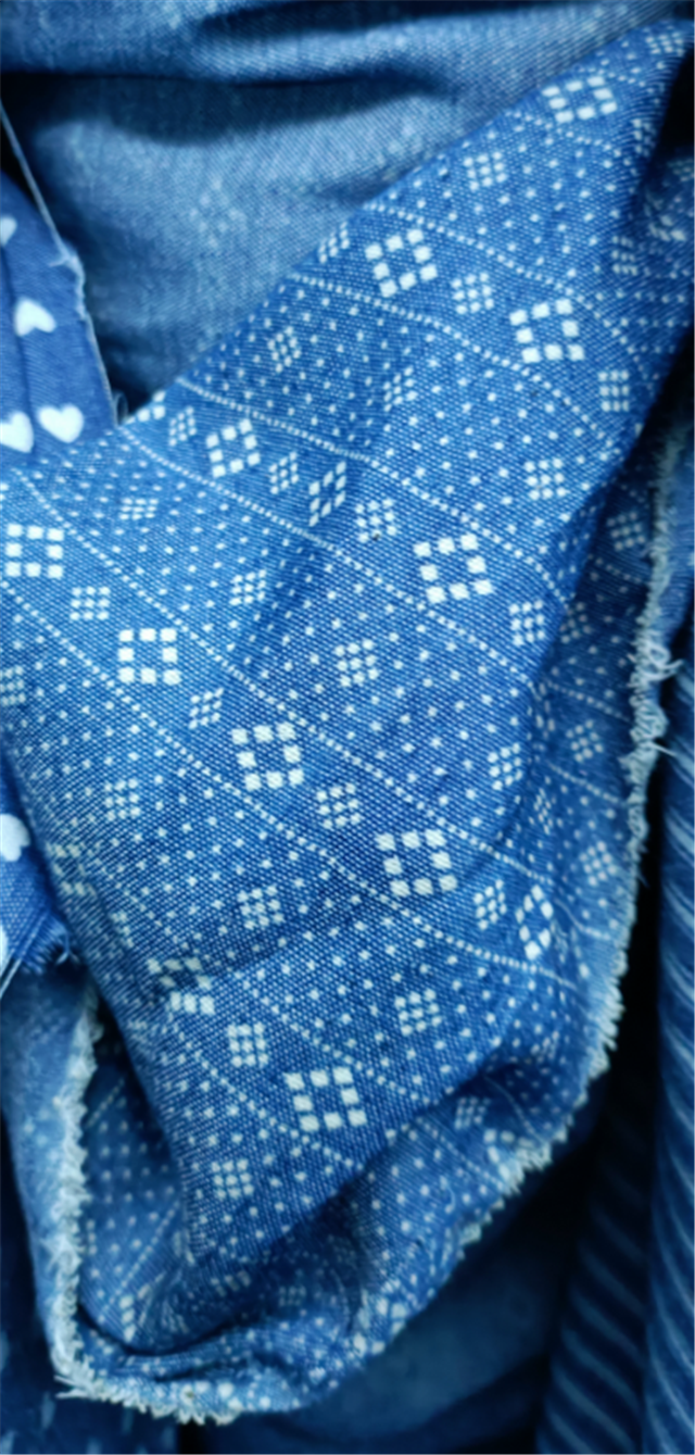 geometric pattern denim fabric