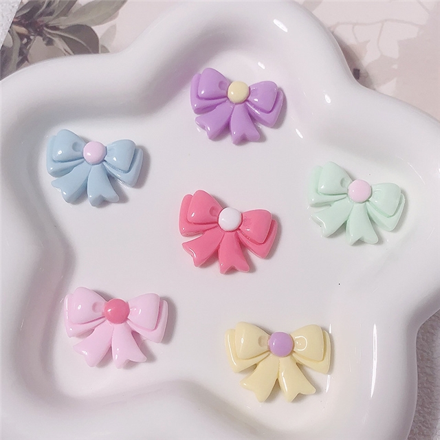 plastic/resin bright surface ribbon bow 3d resin accessories