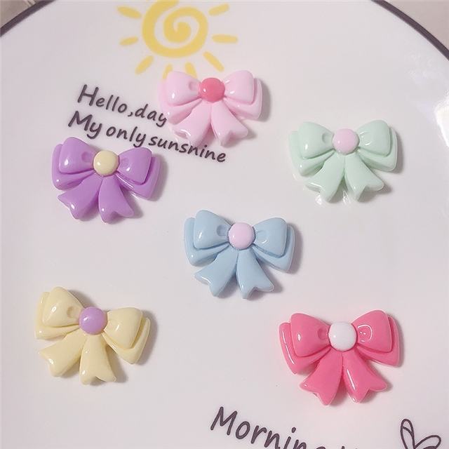plastic/resin bright surface ribbon bow 3d resin accessories