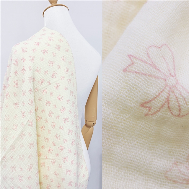 cotton double-layer crepe printed bow fabric