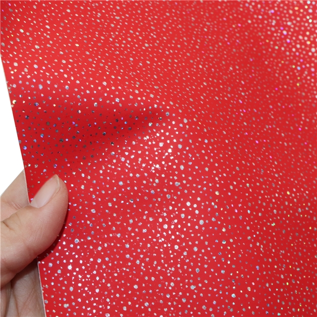 synthetic leather colorful laser silver hot stamping irregular dots faux leather