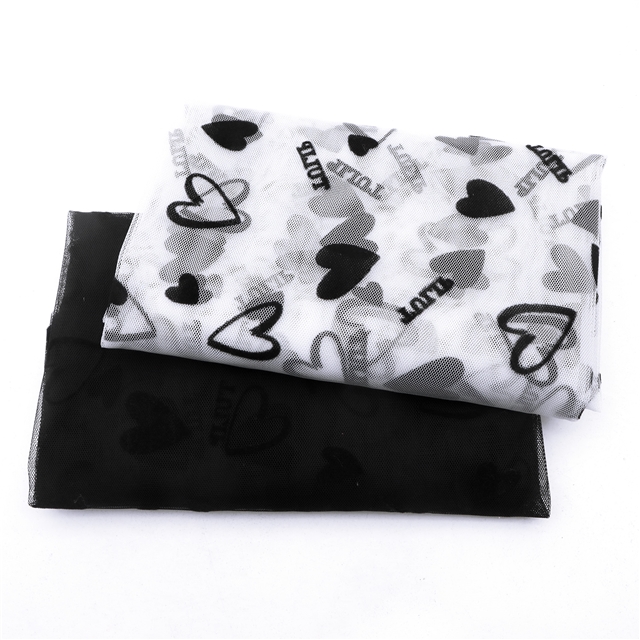 100% nylon velvet heart letters mesh fabric