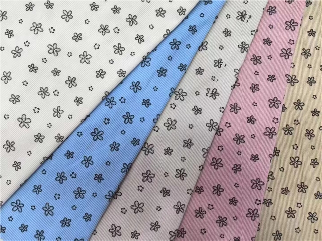 flower printed corduroy fabric