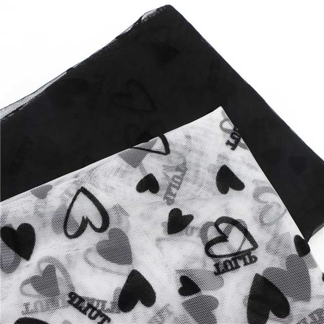 100% nylon velvet heart letters mesh fabric
