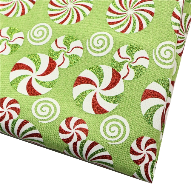 glitter ink printing christmas candy imitation linen