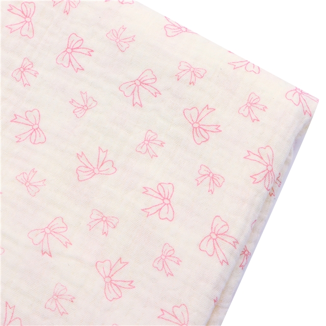 cotton double-layer crepe printed bow fabric