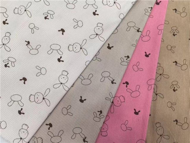 rabbit printed corduroy fabric
