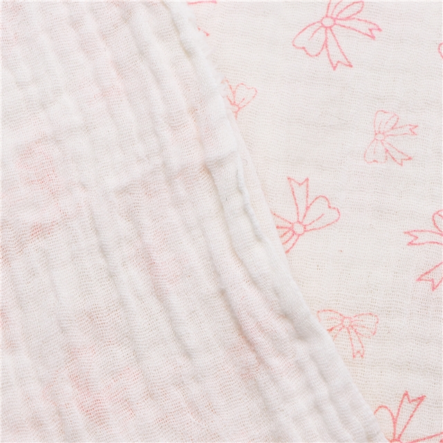cotton double-layer crepe printed bow fabric