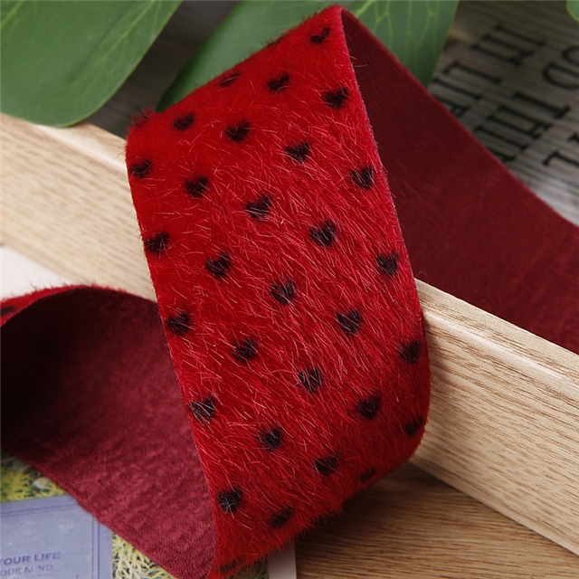 heart leopard print plaid single-sided velvet ribbon