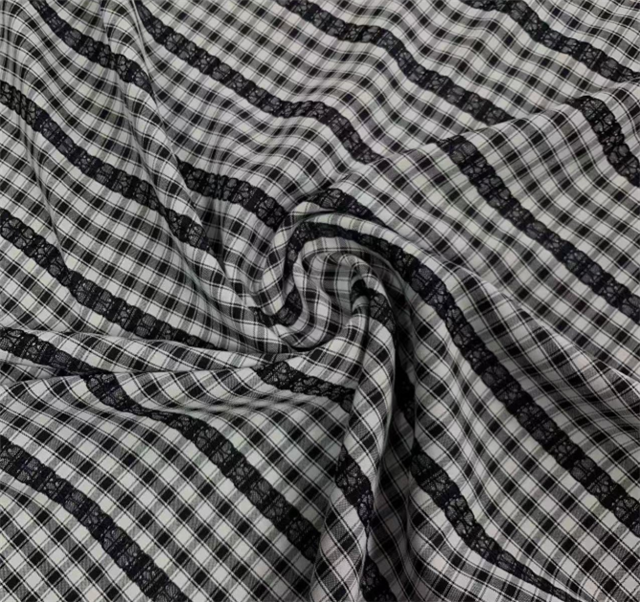 yarn dyed checkered chain jacquard fabric