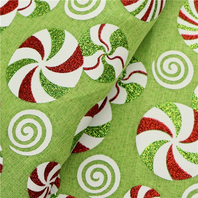 glitter ink printing christmas candy imitation linen