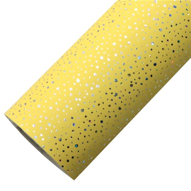 synthetic leather colorful laser silver hot stamping irregular dots faux leather