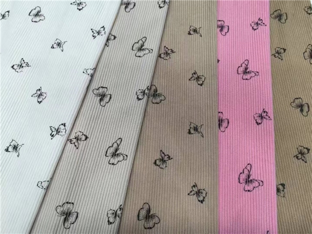 butterfly printed corduroy fabric