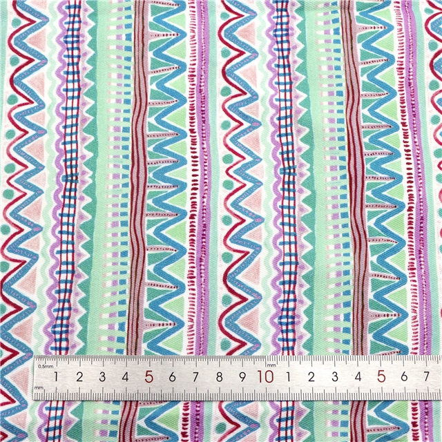 100% cotton 21 cotton twill digital printed geometric ethnic style fabric