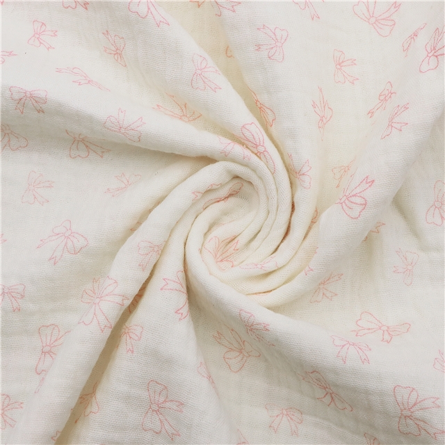 cotton double-layer crepe printed bow fabric
