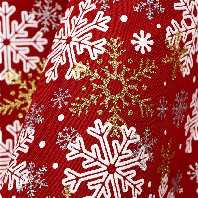 glitter ink printing christmas snowflakes imitation hemp fabric