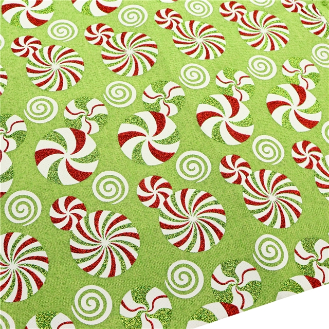 glitter ink printing christmas candy imitation linen