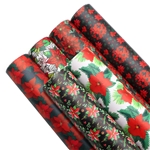 christmas flower series smooth self printed faux leather set (6 pcs/set)