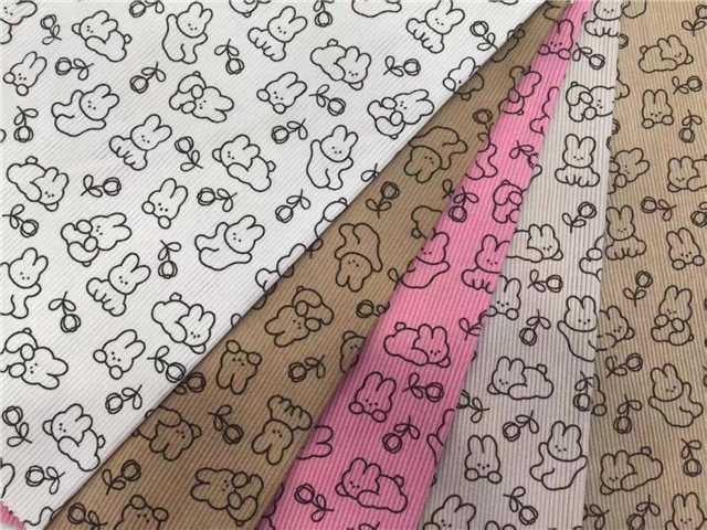 flower rabbit printed corduroy fabric