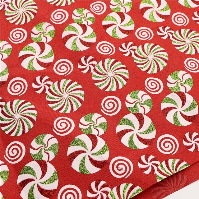 glitter ink printing christmas candy imitation linen
