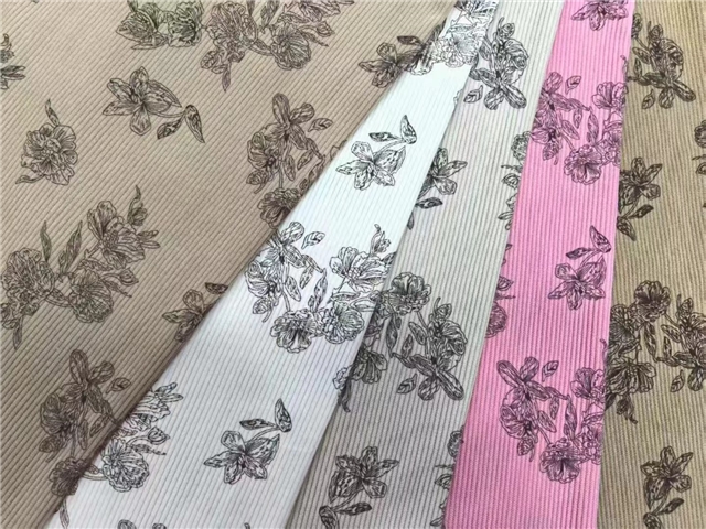 flower printed corduroy fabric