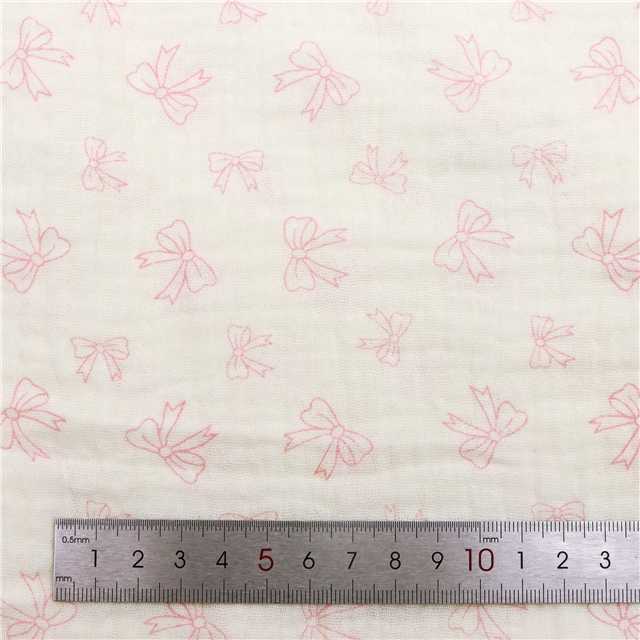 cotton double-layer crepe printed bow fabric