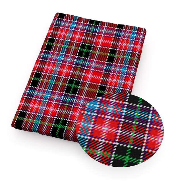 polyester cotton christmas plaid series polyester cotton fabric set (7 pcs/set) polyester cotton fabric,50*45cm(19.7*17.7