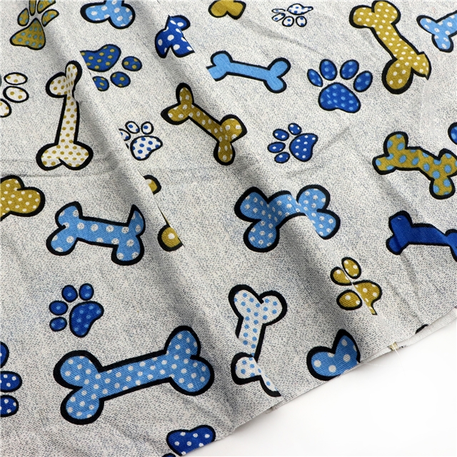 cotton and linen dog bone footprint printing