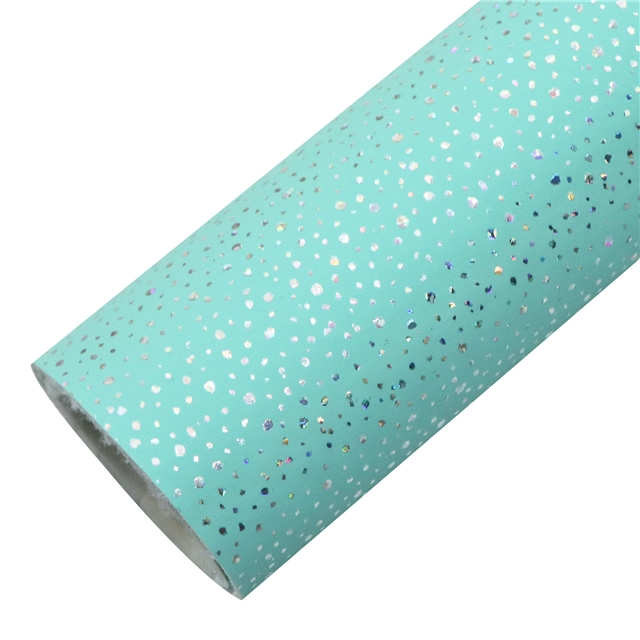 synthetic leather colorful laser silver hot stamping irregular dots faux leather