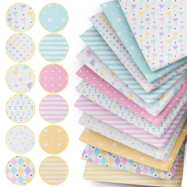 polyester cotton geometry heart series polyester cotton fabric set (12 pcs/set) polyester cotton fabric,50*45cm(19.7*17.7