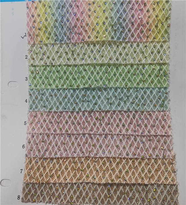 synthetic leather glitter colorful rhinestone diamond pattern hollowed meshleather at the bottom of the eye