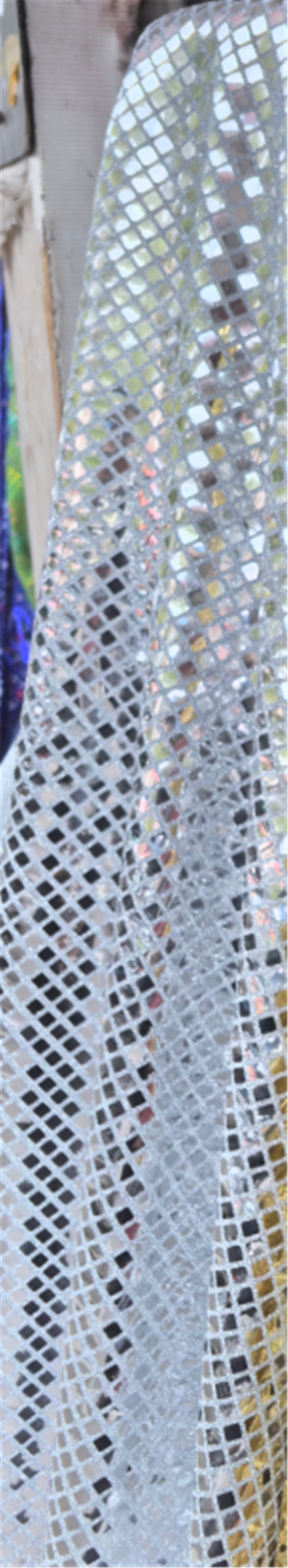 square sequin gold and silver wire needle woven fabric