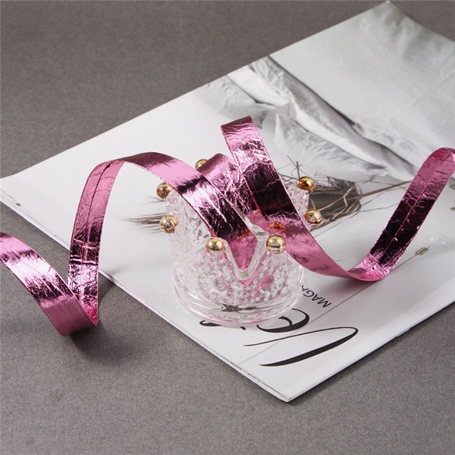 wrinkled PU leather with metallic luster edging tape