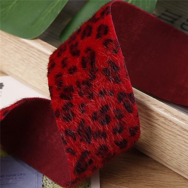 heart leopard print plaid single-sided velvet ribbon