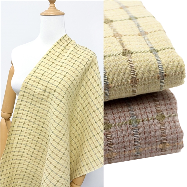 cotton coarse spun color woven checkerboard fabric