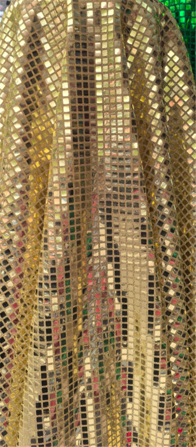 square sequin gold and silver wire needle woven fabric