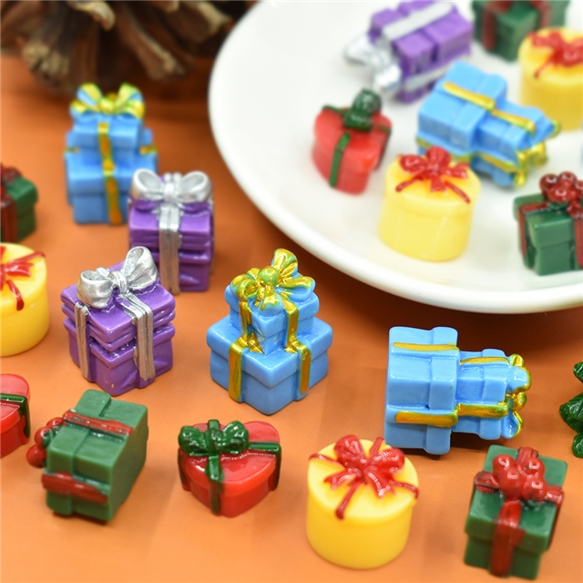 plastic/resin christmas gift box 3d resin accessories