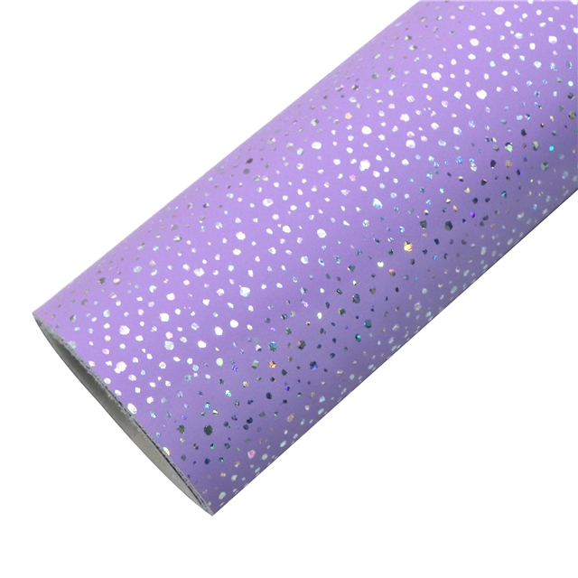synthetic leather colorful laser silver hot stamping irregular dots faux leather