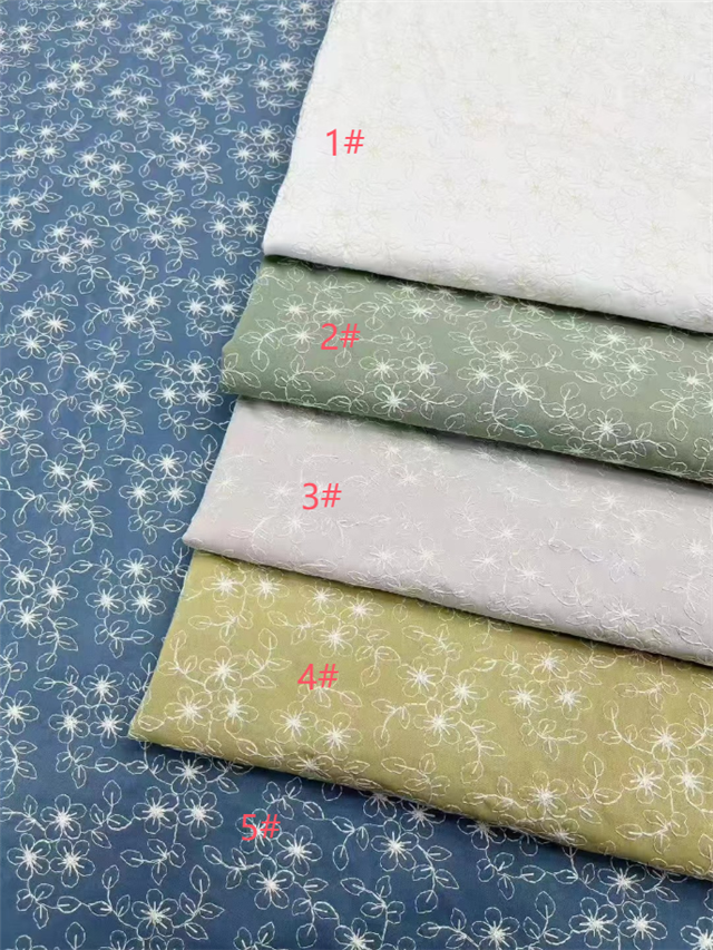 plain embroidered flower denim fabric