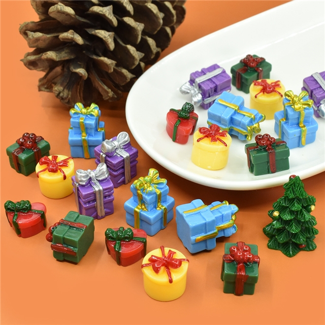 plastic/resin christmas gift box 3d resin accessories