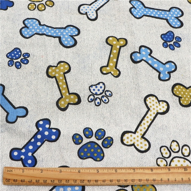 cotton and linen dog bone footprint printing